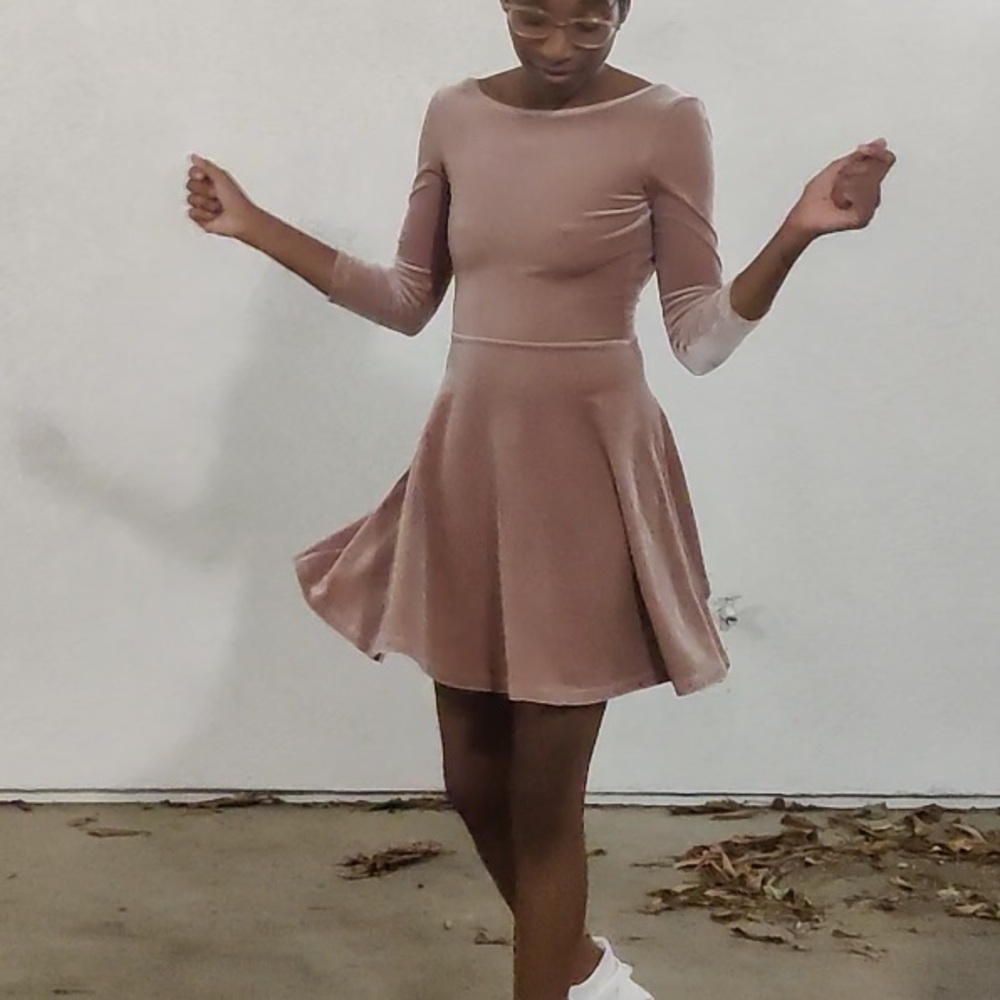 Backless Blush Velvet Ballet Dress by American Apparel
